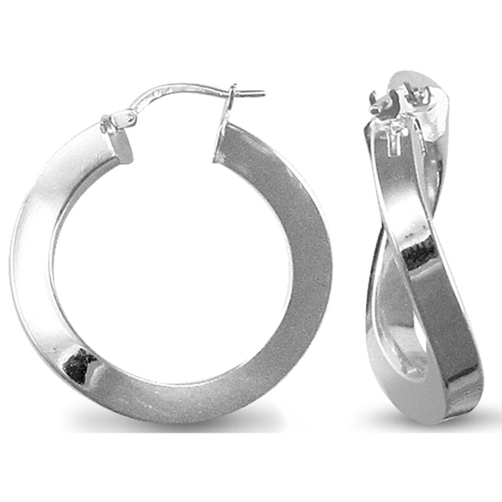 Jewelco London Sterling Silver formed Hoop Earrings - Ladies - AER018