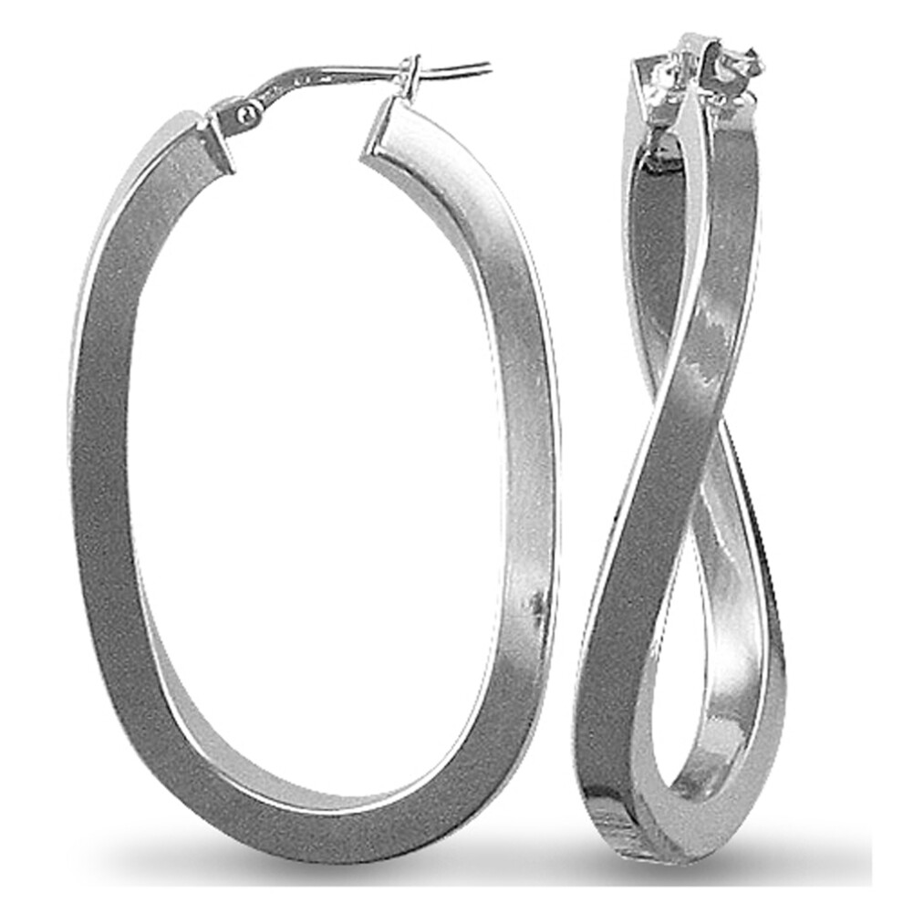 Jewelco London Sterling Silver formed Hoop Earrings - Ladies - AER026