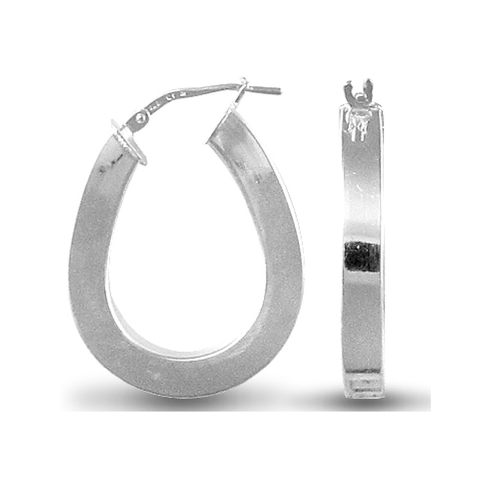 Jewelco London Sterling Silver formed Pear Hoop Earrings - Ladies - AER017