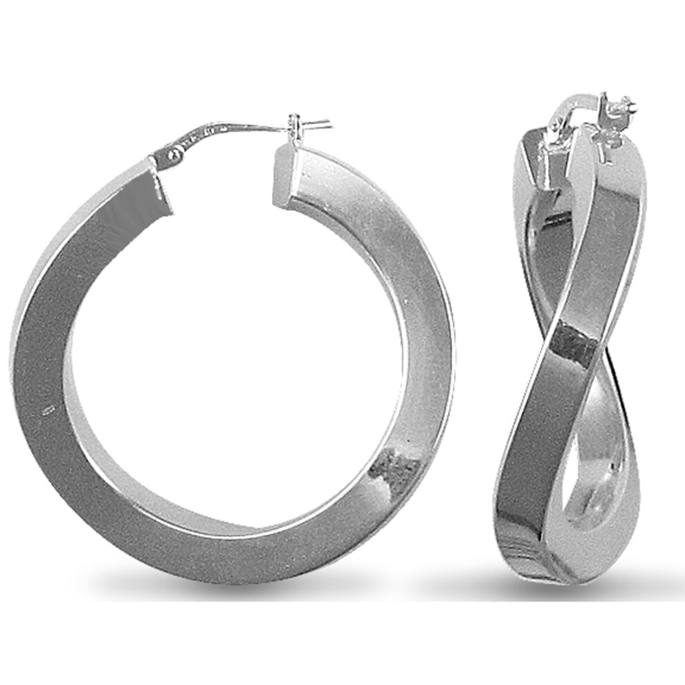 Jewelco London Sterling Silver Square Tube Curved Hoop Earrings - AER024