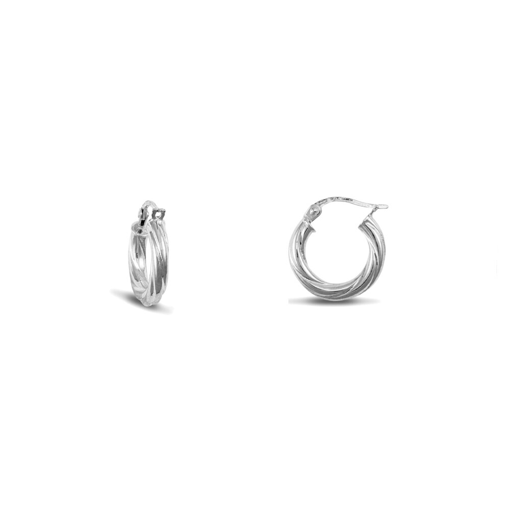 Jewelco London Sterling Silver Twist Hoop Earrings - 3mm - 1.5cm - AER001A