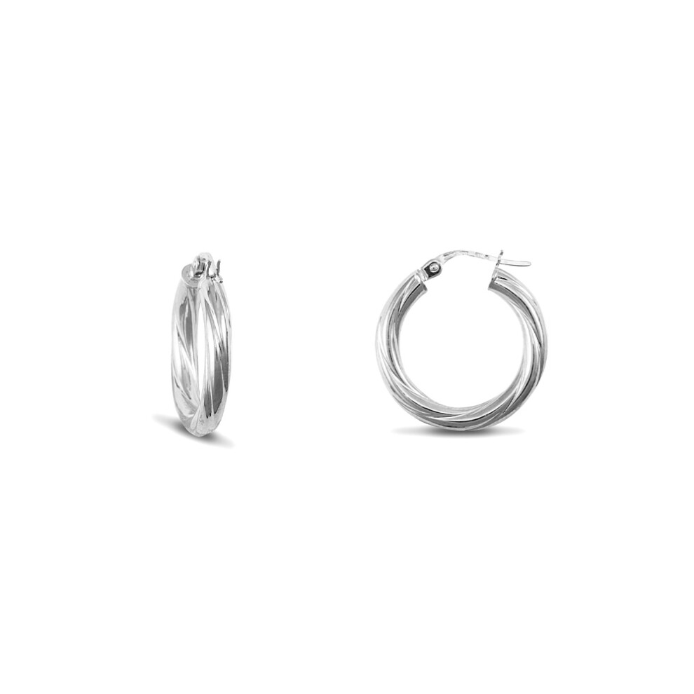 Jewelco London Sterling Silver Twist Hoop Earrings - 3mm - 2cm - AER001B