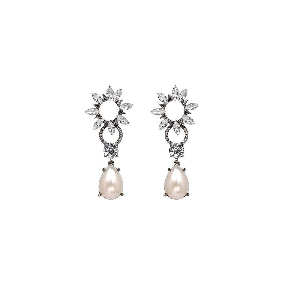 JUJIA 3 colors statement fashion crystal simulated pearl earrings long drop Earrings for party wedding big earring wholesale - Image 3