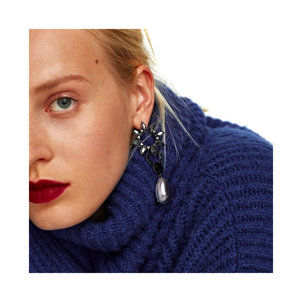 JUJIA 3 colors statement fashion crystal simulated pearl earrings long drop Earrings for party wedding big earring wholesale