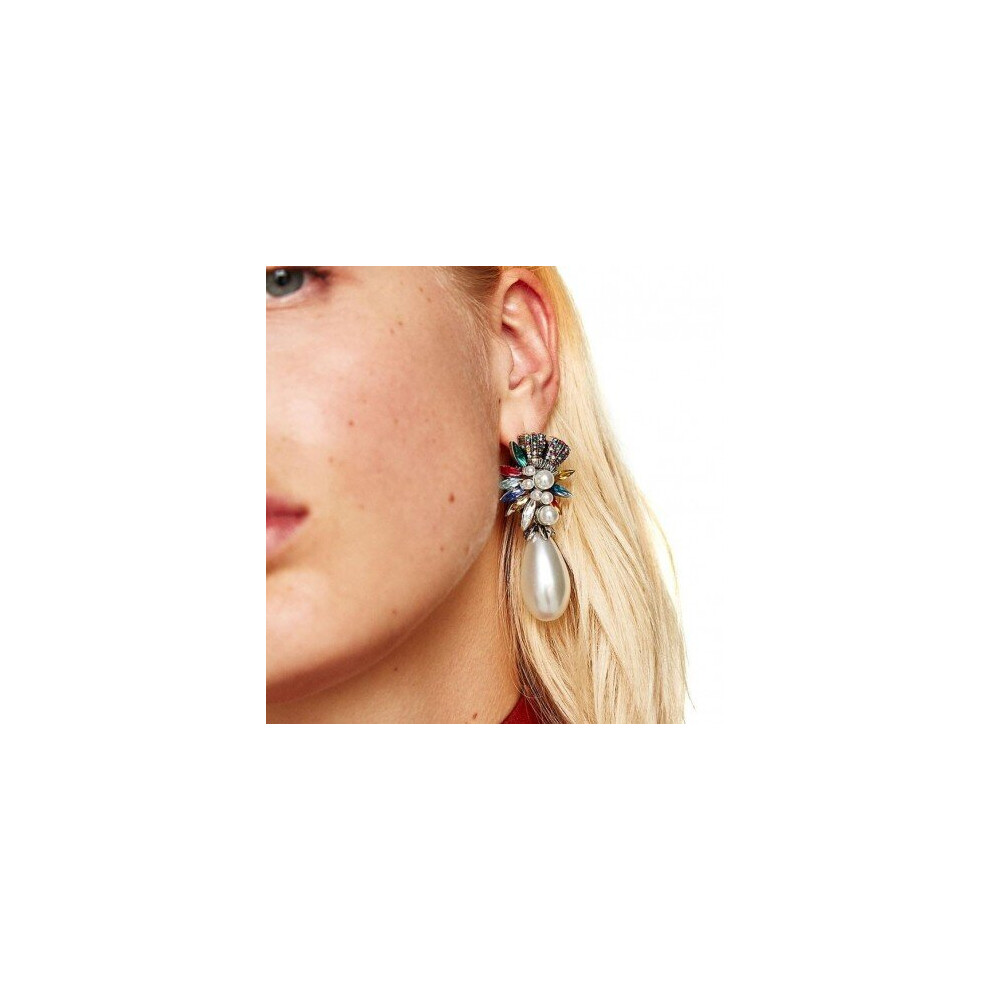JUJIA 6 colors New statement fashion crystal simulated pearl earrings drop Earrings for party wedding big earring wholesale