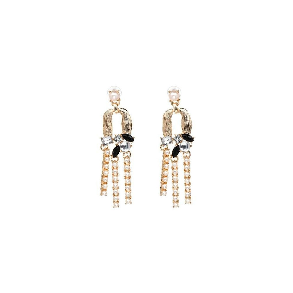 JUJIA long dangle metal tassels earrings classic water drop jewelry Dangling simulated pearl earrings festival gift wholesale - Image 3