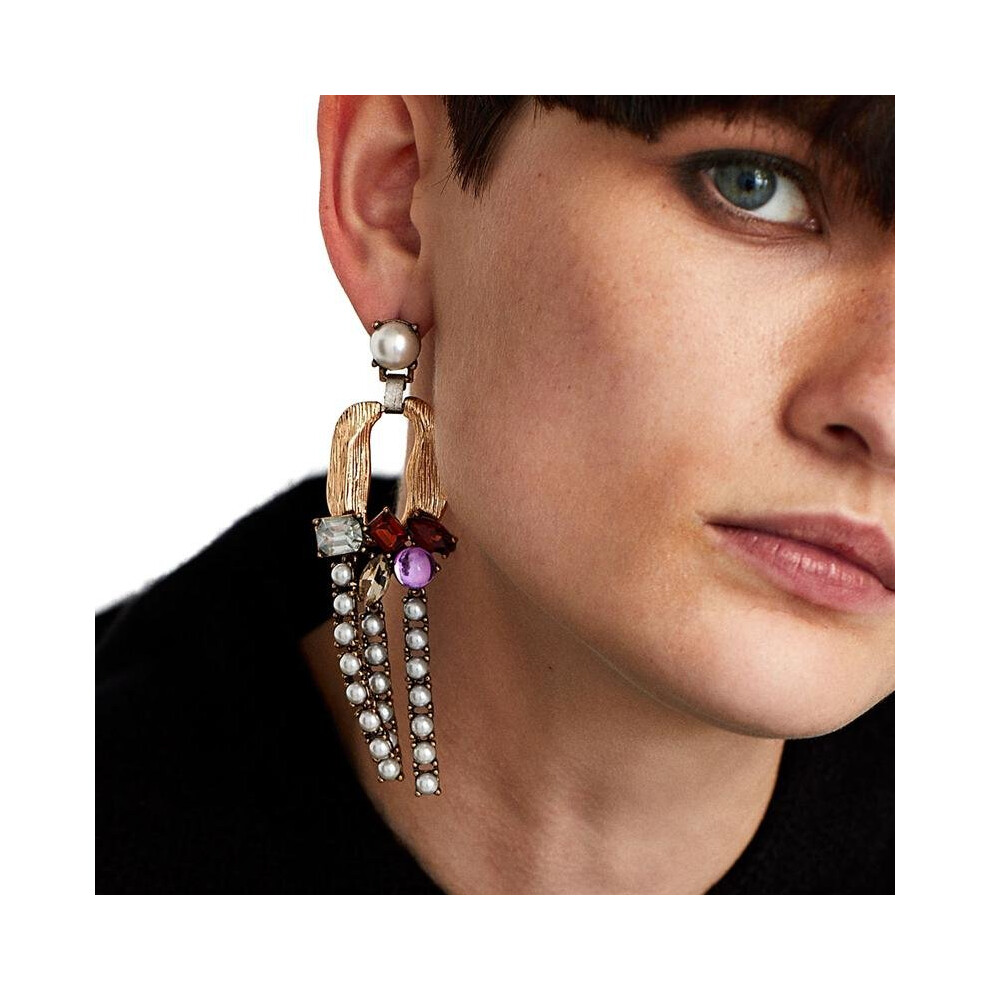 JUJIA long dangle metal tassels earrings classic water drop jewelry Dangling simulated pearl earrings festival gift wholesale