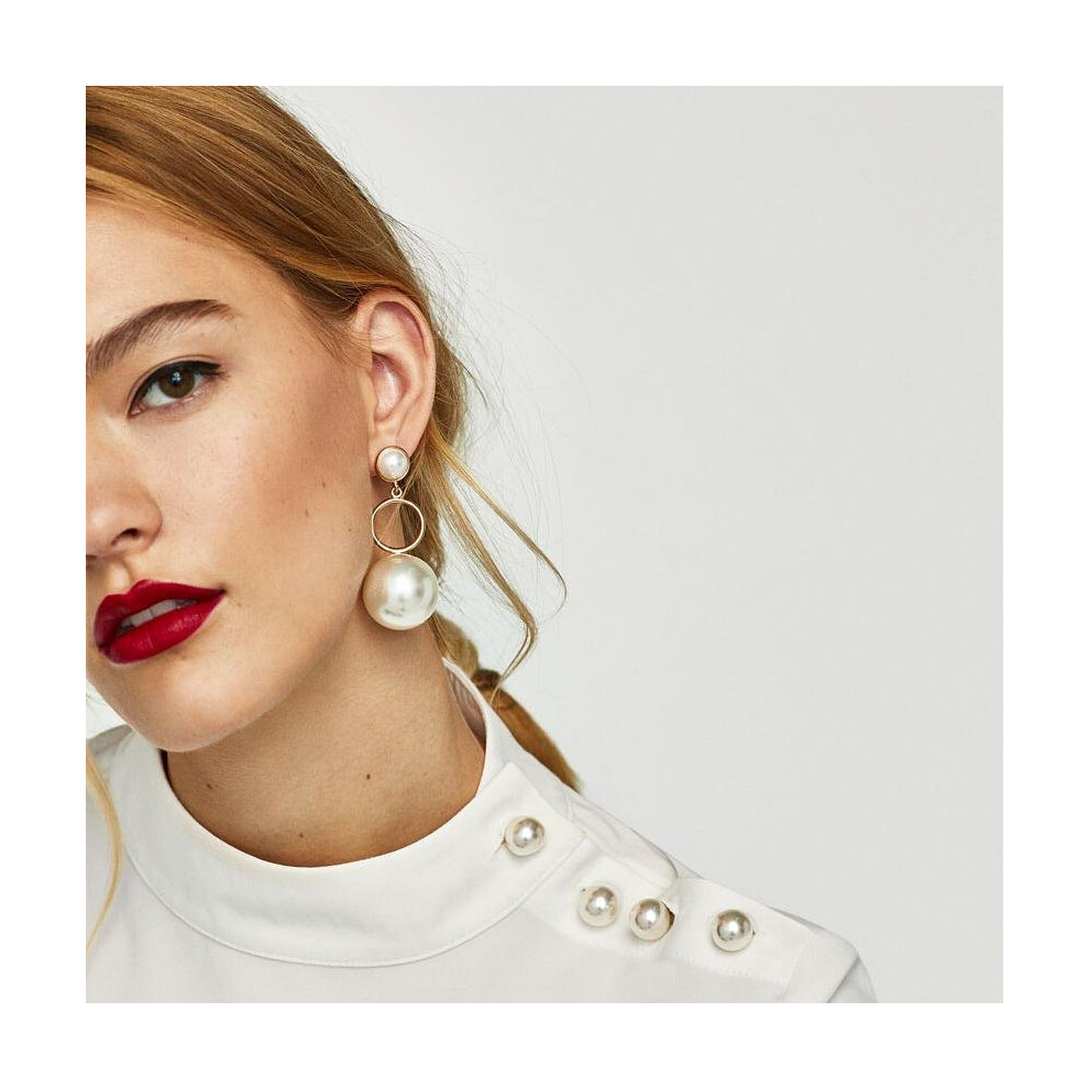 JUJIA Luxury Round Pearl Earrings For Women Imitation Pearl Drop Earrings Jewelry Girls bijoux femme
