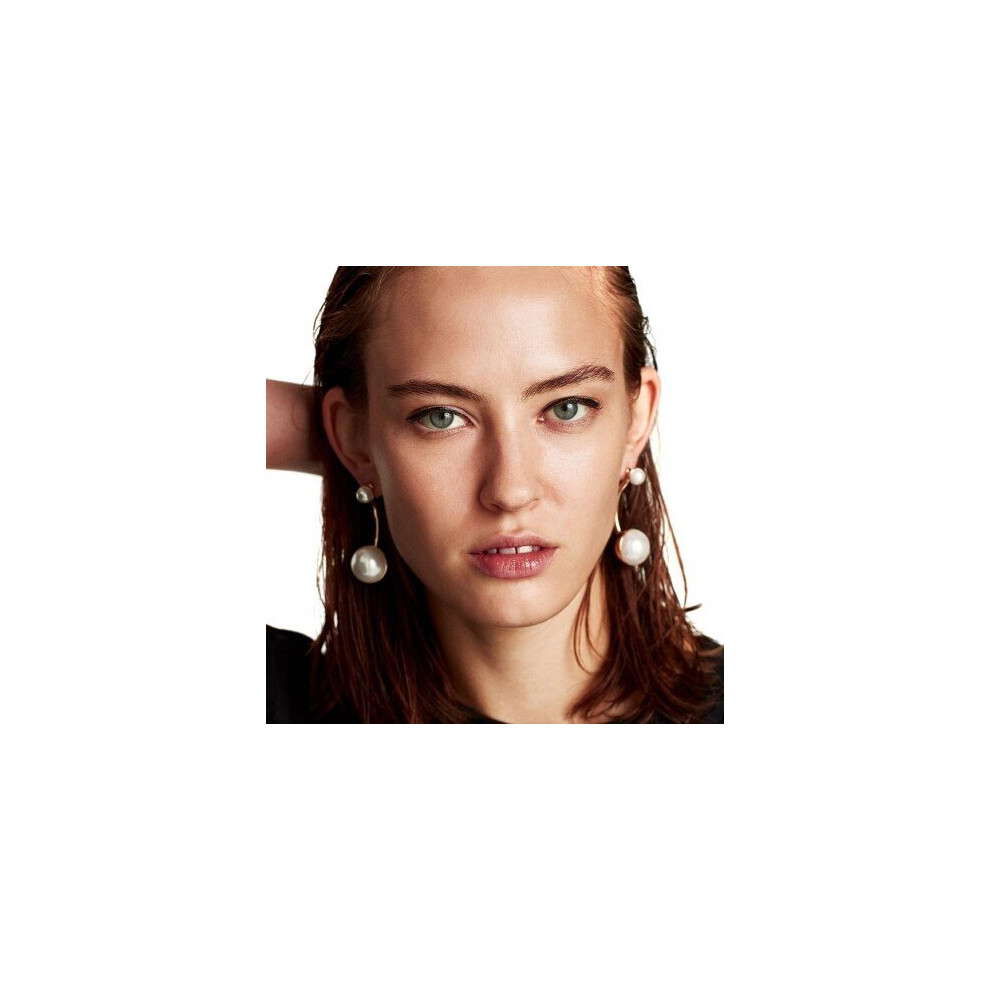 JUJIA New statement fashion simple double simulated pearl earrings drop Earrings for party wedding big earring wholesale