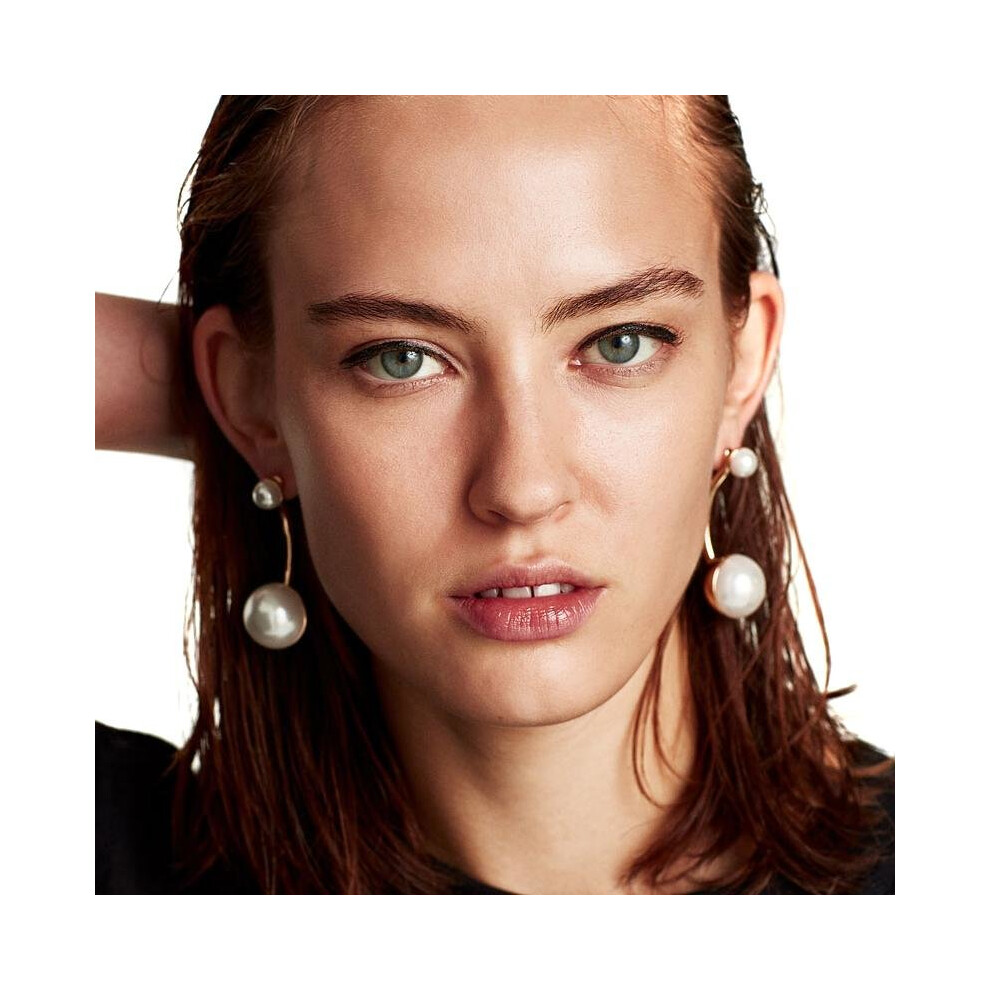 JUJIA New statement fashion simple double simulated pearl earrings drop Earrings for party wedding big earring wholesale - Image 2