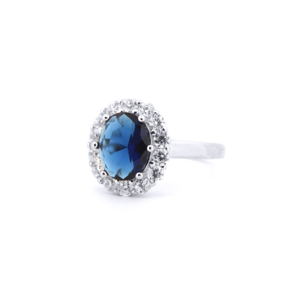 (K) Jewelco London 925 Silver Rhodium CZ Set Dress Ring - ARN186 - Image 4
