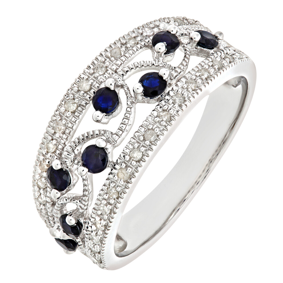(K) Jewelco London 9ct White Gold Fancy Sapphire And Diamond Ring - Image 2