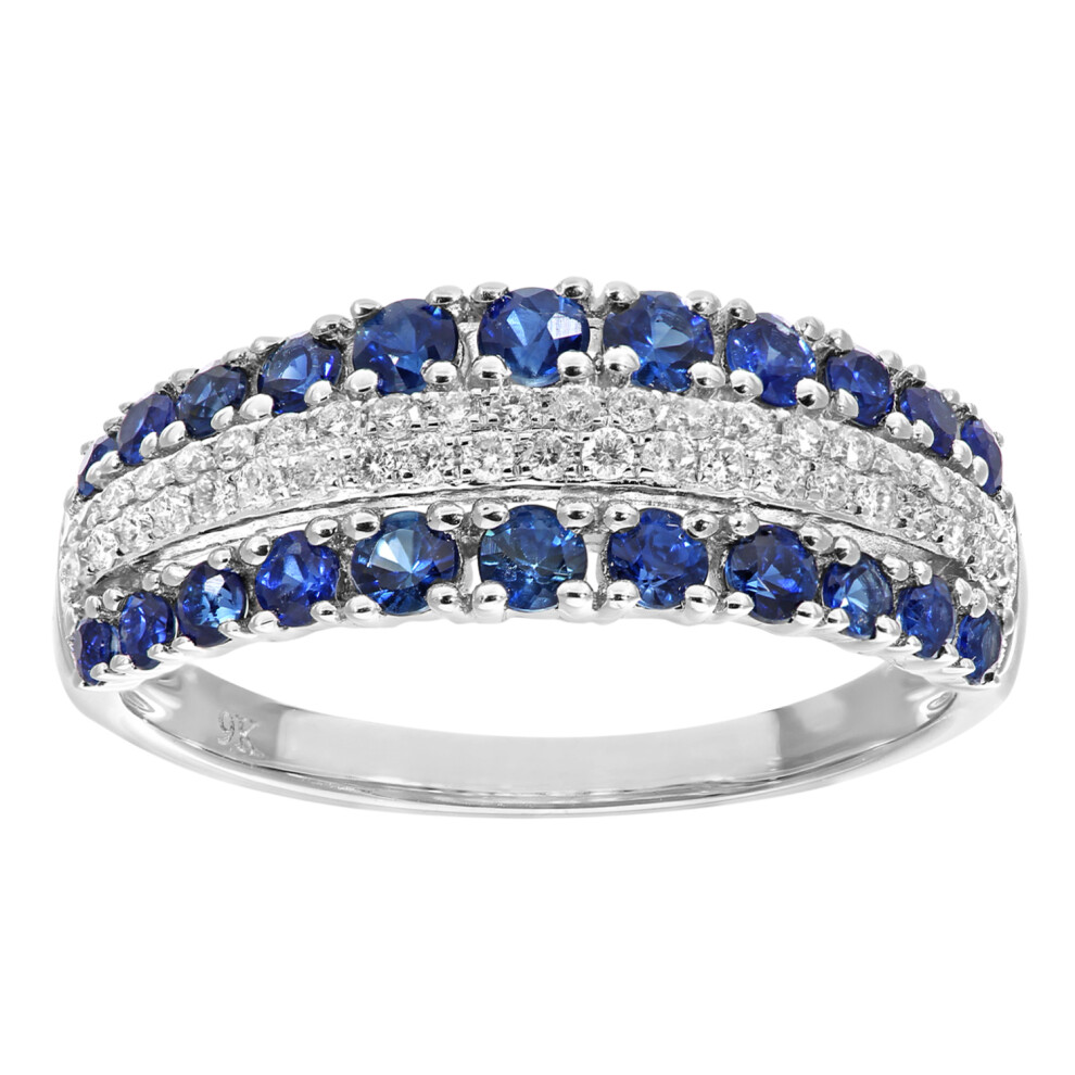 (K) Jewelco London 9ct White Gold Sapphire and Diamond Eternity Ring