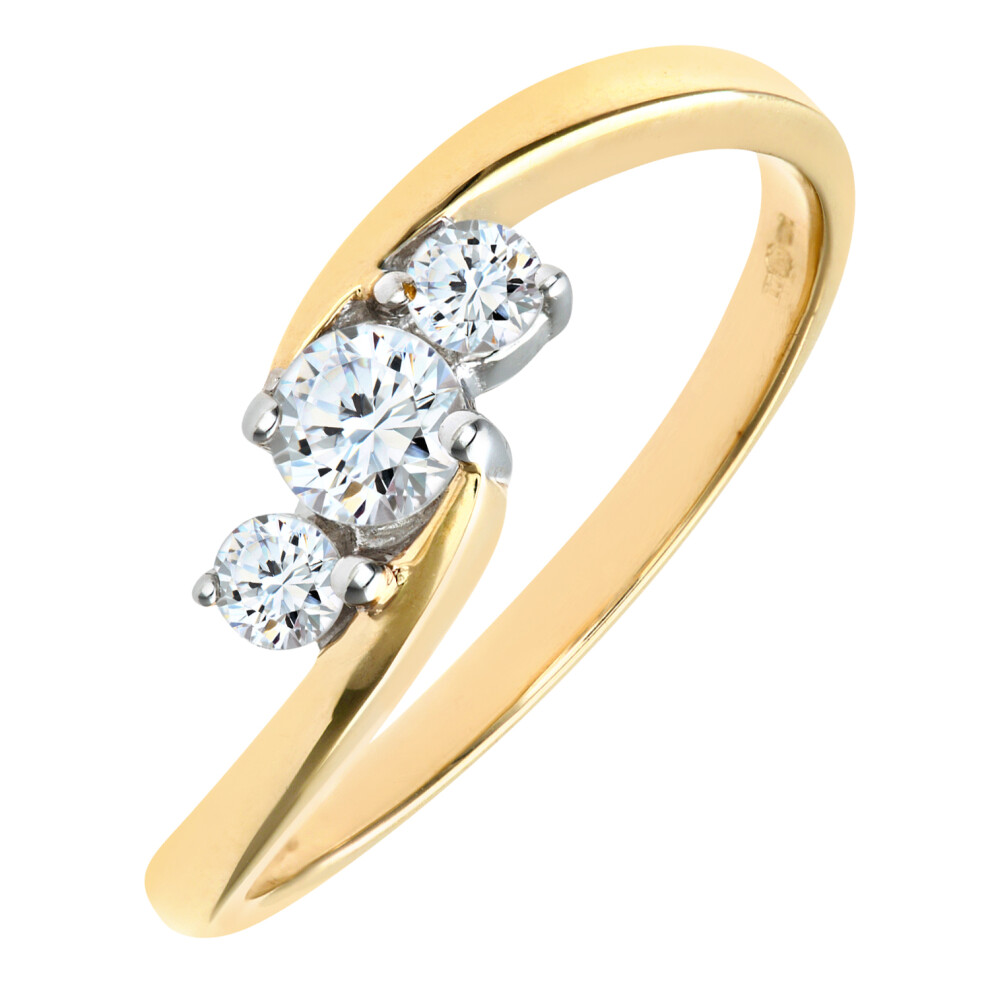 (K) Jewelco London 9ct Yellow Gold 0.33ct Diamond Trilogy Ring - Image 2