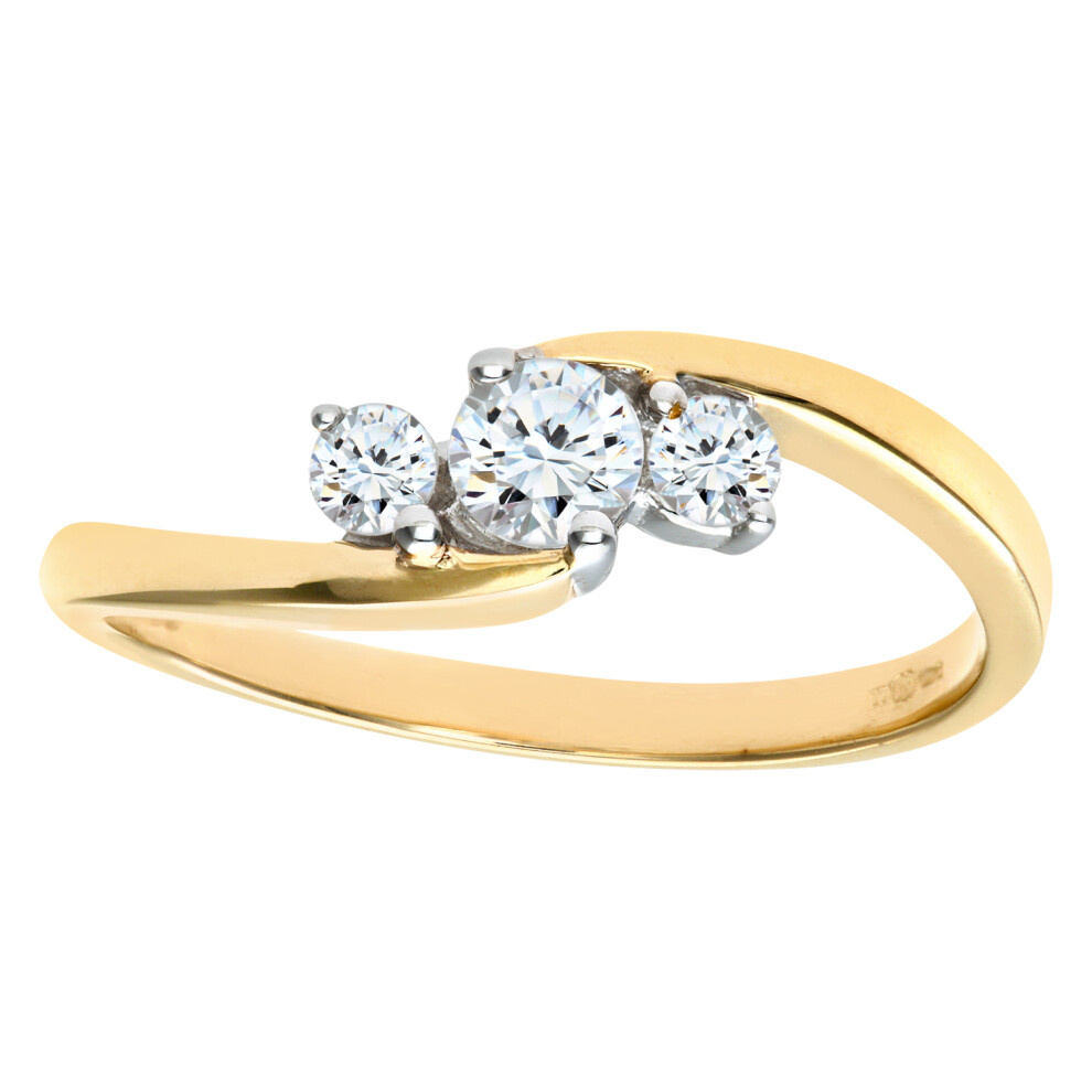 (K) Jewelco London 9ct Yellow Gold 0.33ct Diamond Trilogy Ring