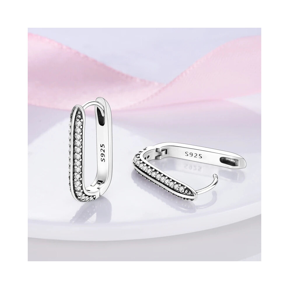 (KTE094) 925 Silver Hoop Womens Earrings Pendientes Zircon Heart Shape Star Eardrop - Image 6