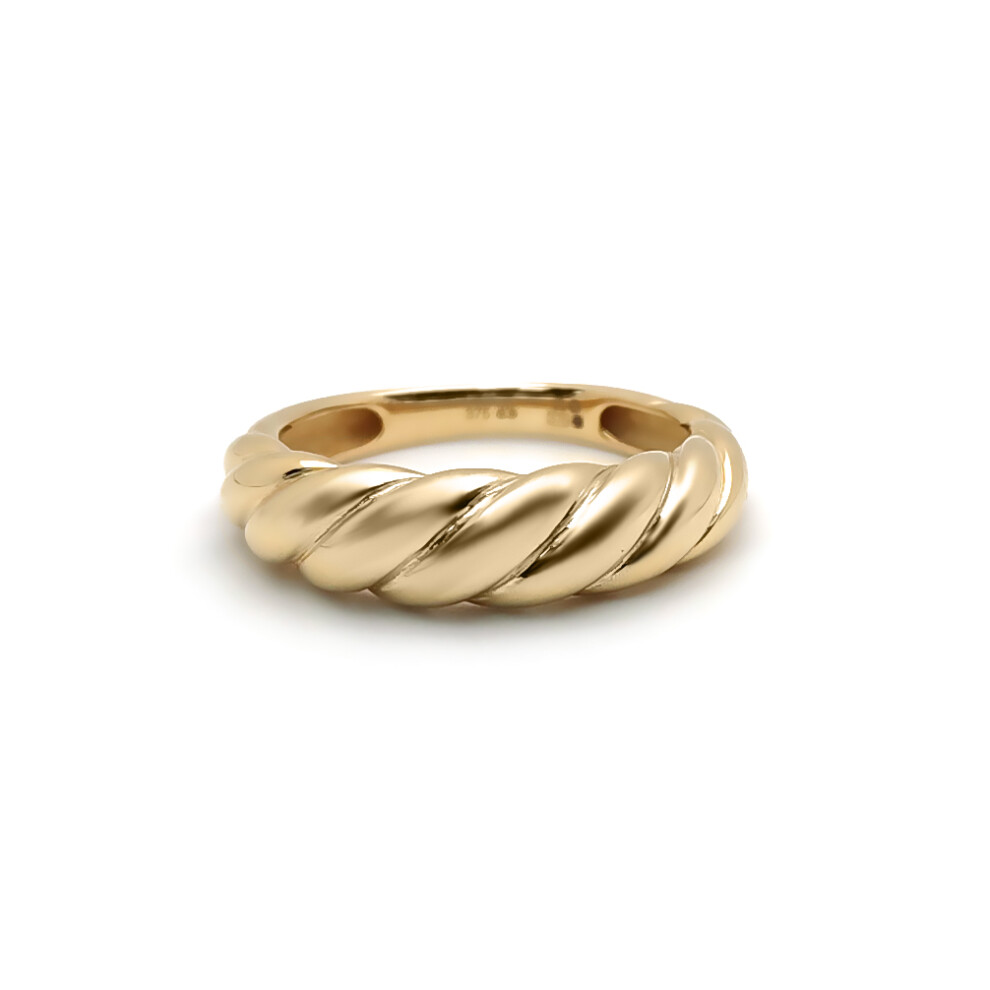 (L) Jewelco London 9ct Gold Gachnun Twist Dome Croissant Ring 6mm - 1-83-6269