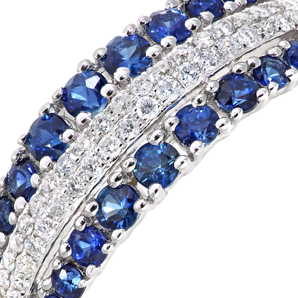 (L) Jewelco London 9ct White Gold Sapphire and Diamond Eternity Ring - Image 2