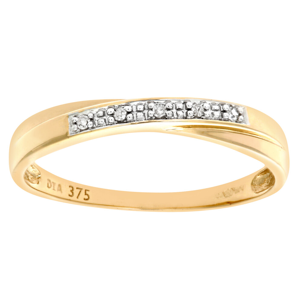 (L) Jewelco London 9ct Yellow Gold Diamond Wedding Band
