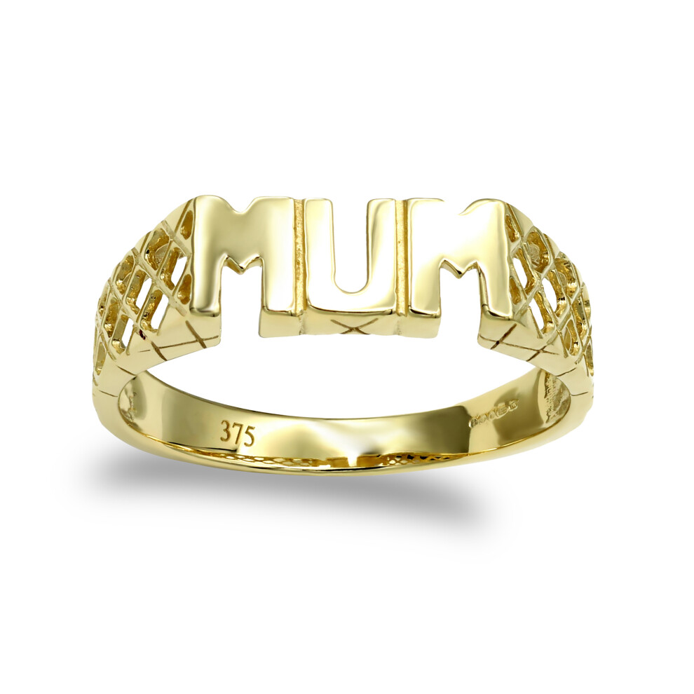 (L) Jewelco London Ladies Solid 9ct Yellow Gold Basket Sides MUM Ring