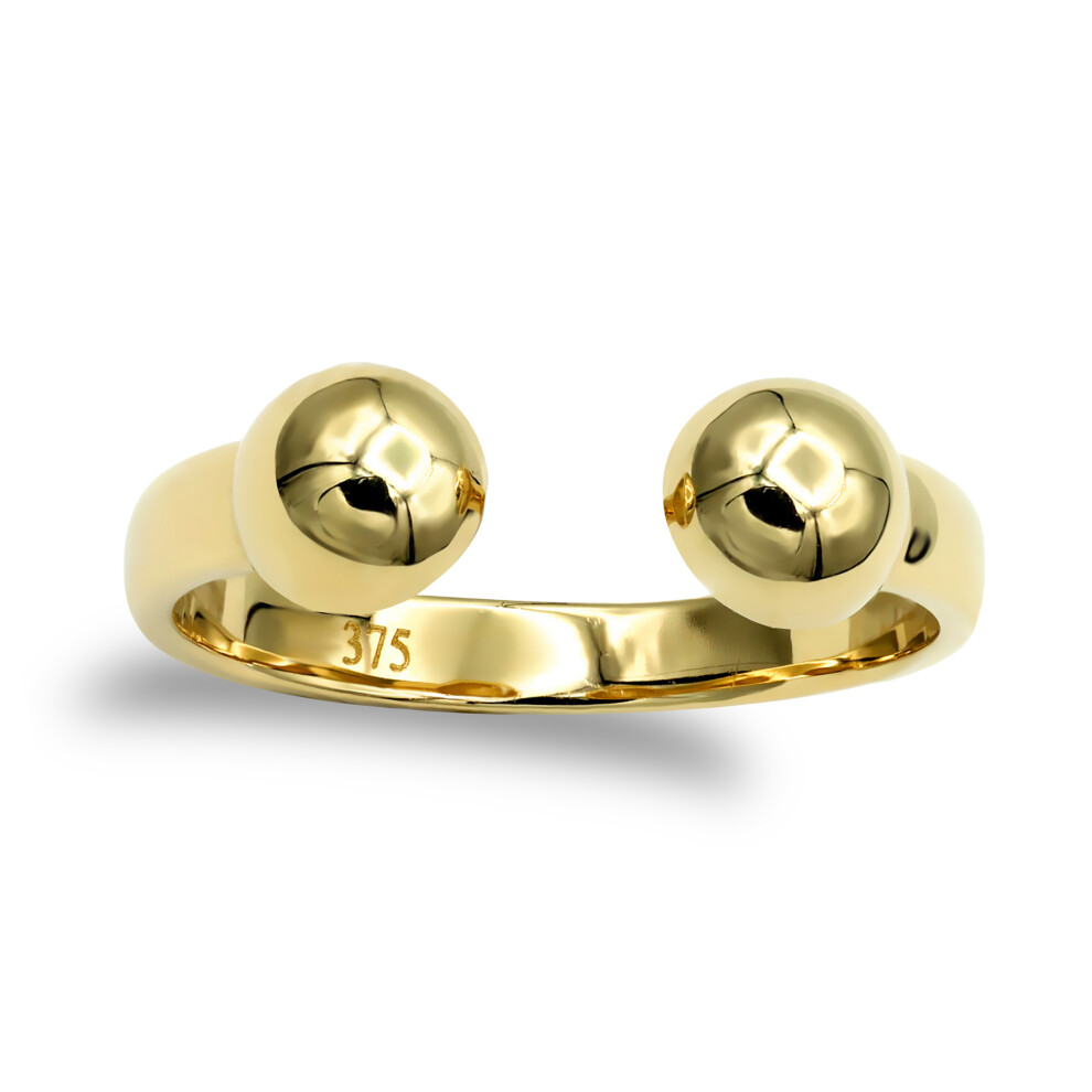(L) Jewelco London Ladies Solid 9ct Yellow Gold Bead Torque Ring