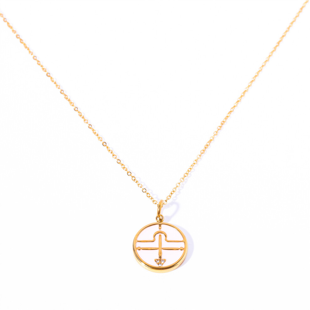 (LIBRA) 18K Coloured Coin Zodiac Necklace Chain 45 cm - Image 2