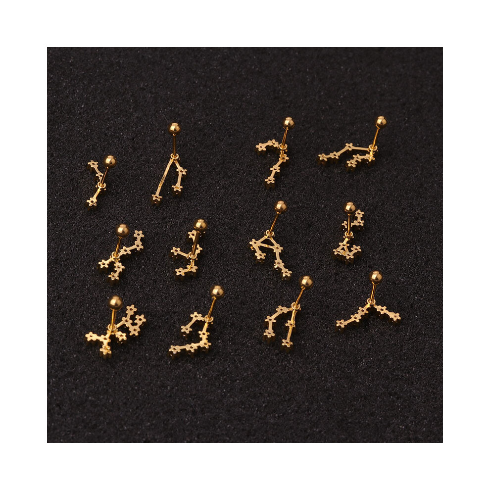 (Libra) Gold Zodiac Silver Earrings Horoscope Sign Earring - Image 3
