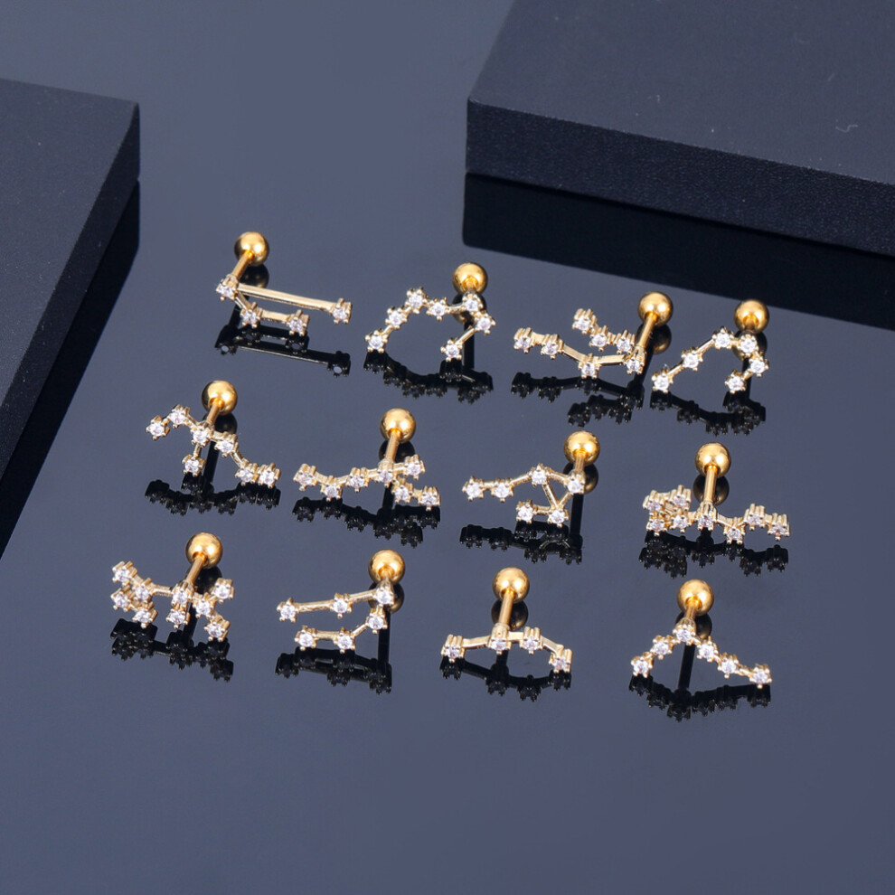 (Libra) Gold Zodiac Silver Earrings Horoscope Sign Earring - Image 6