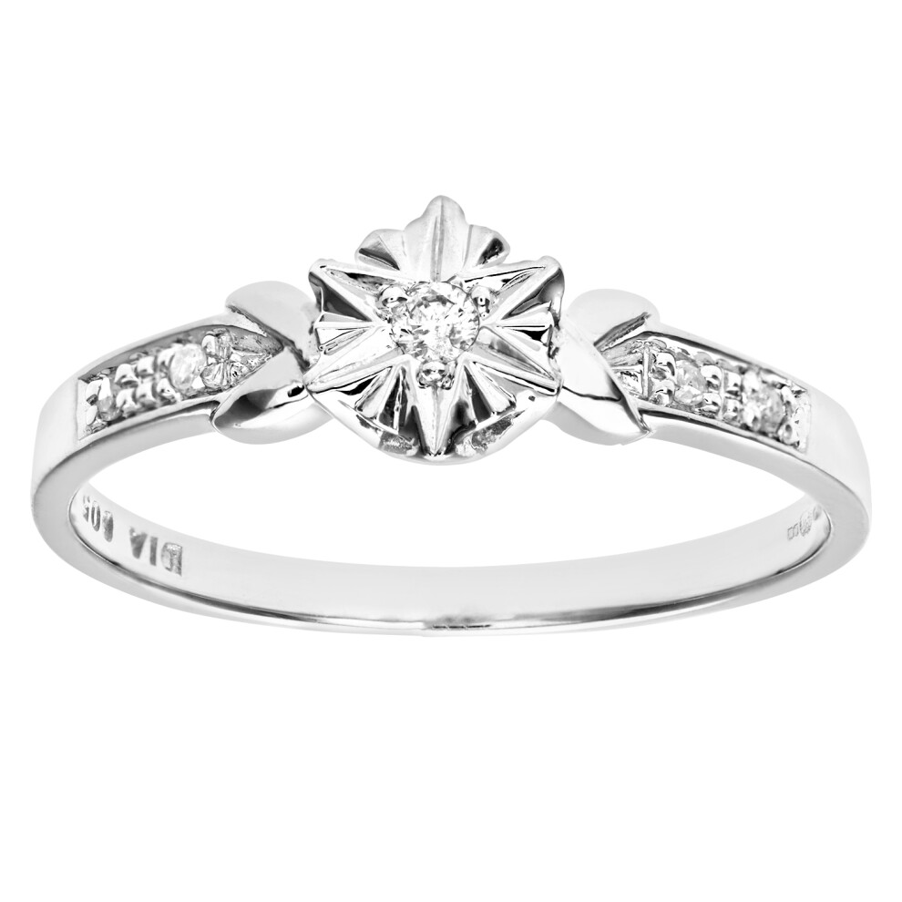 (M) Jewelco London 9ct White Gold Diamond Engagement Ring