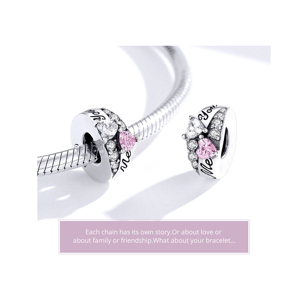 Me & You Love Heart Ring Charm Bead With Cubic Zirconia Genuine 925 Sterling Silver Compatible With Pandora Bracelets - Image 5