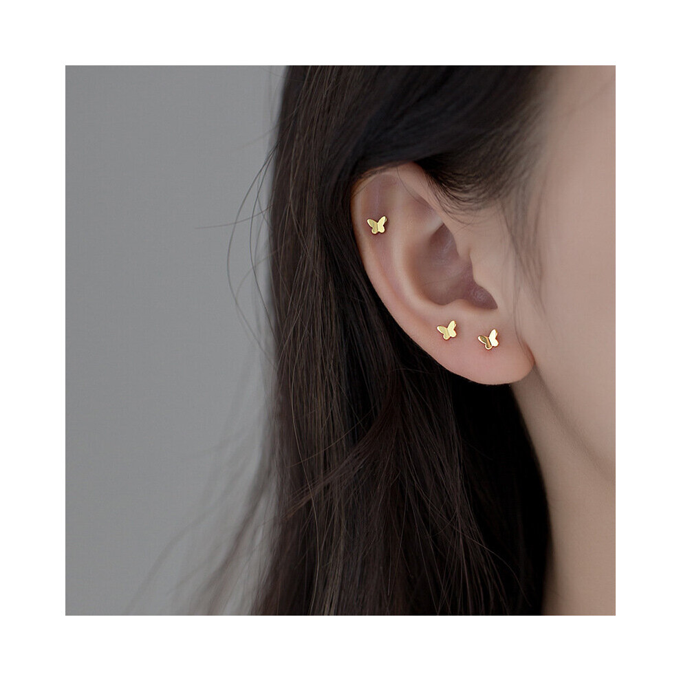 Minimal Butterfly Stud Earrings Lovely Tiny Earring Piercing Stud Accessory Golden/White Earring Jewelry - Image 2