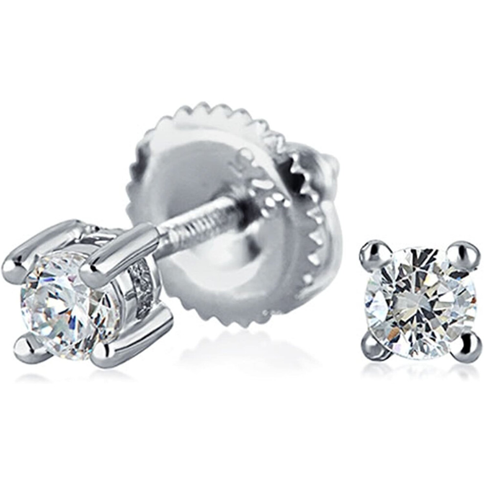 Minimalist Tiny .25CT CZ Simulated Gemstones Solitaire Cartilage Stud Earrings For Women Sterling Silver Screwback - Image 7