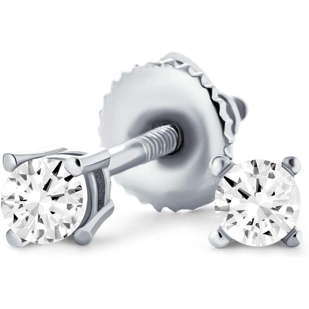 Minimalist Tiny .25CT CZ Simulated Gemstones Solitaire Cartilage Stud Earrings For Women Sterling Silver Screwback