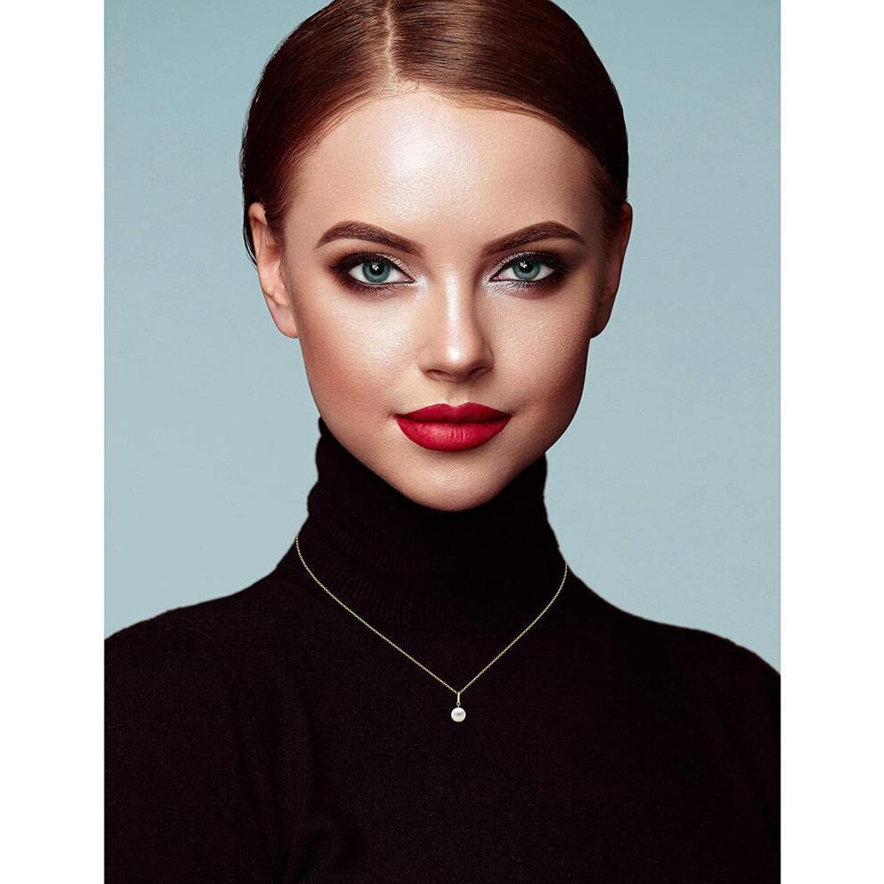 Miore 14 kt 585 yellow gold necklace with 8.50 mm white freshwater pearl for women, length 450 mm - Image 4