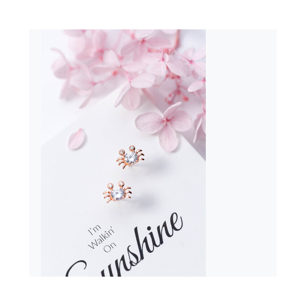 MloveAcc 100% 925 Sterling Silver Ocean Crab Small Clear CZ Stud Earrings for Women Earrings Jewelry Gift S925 - Image 3