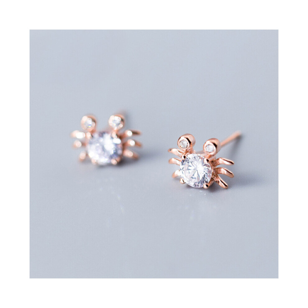 MloveAcc 100% 925 Sterling Silver Ocean Crab Small Clear CZ Stud Earrings for Women Earrings Jewelry Gift S925 - Image 5
