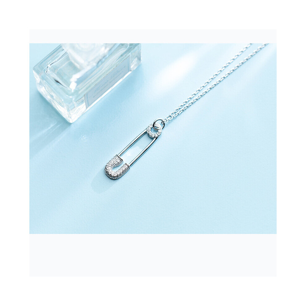 MloveAcc Delicate 925 Sterling Silver Drop Charm Dainty Paper Clip Small CZ Stone Necklace Safety Pin for Women Girls - Image 4