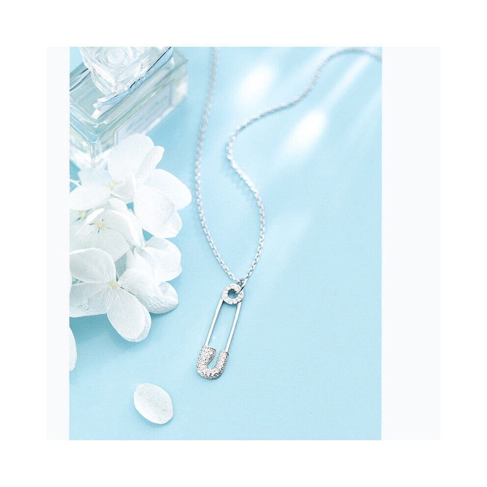 MloveAcc Delicate 925 Sterling Silver Drop Charm Dainty Paper Clip Small CZ Stone Necklace Safety Pin for Women Girls - Image 5