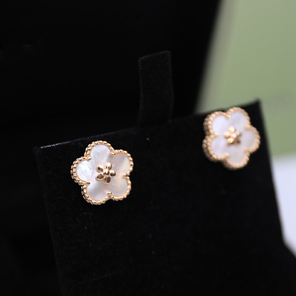 Models In Plum Blossom Earrings S925 Full Body Sterling Silver Rose Fritillaria Inlaid Jewelry Hot - Image 6
