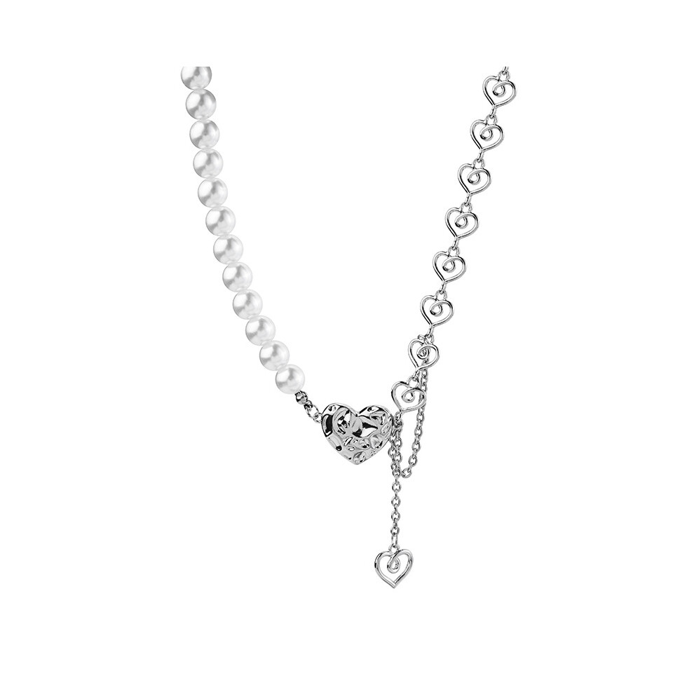 Modern Ins Korean Design Heart Necklace Featuring A Chic Pearl Chain In Titanium Steel - Image 7