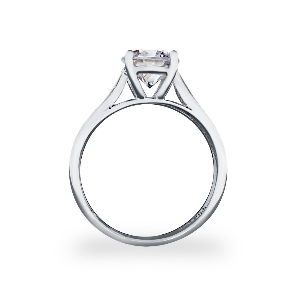 (N) Jewelco London Ladies Solid 9ct White Gold White Round Brilliant Cubic Zirconia Solitaire Shoulder Set Engagement Ring - Image 2