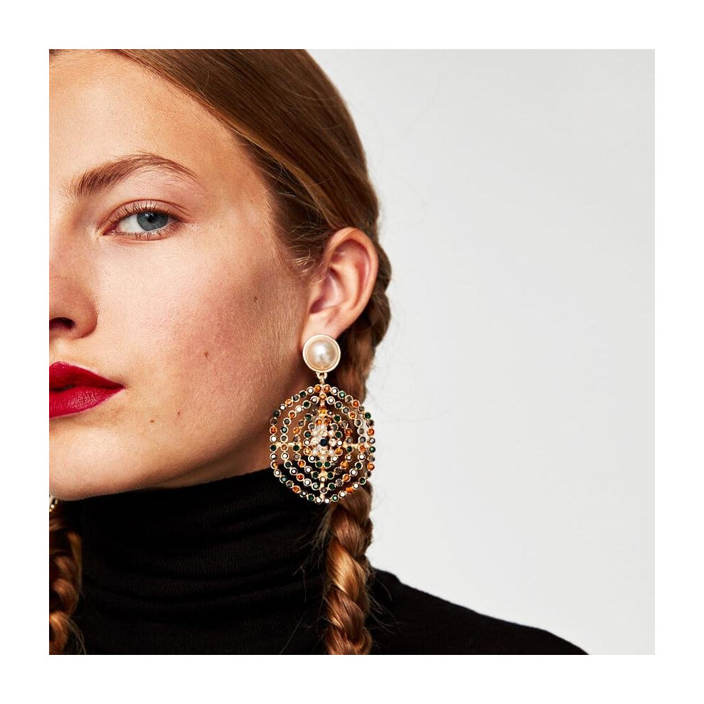 New Fashion Statement Jewelry Round Pendant Drop Earrings Luxury Simulated Pearl Earrings For Women Brincos