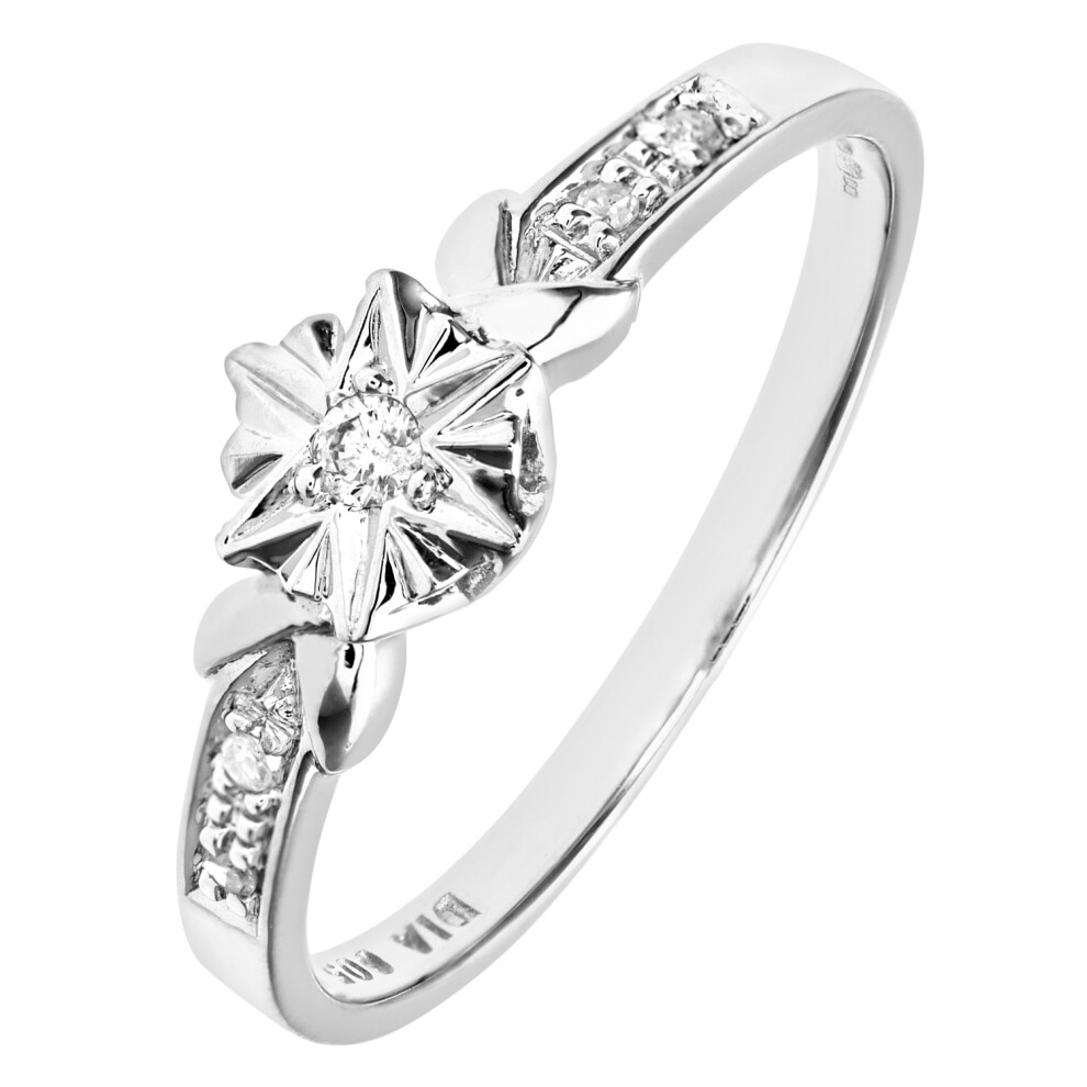 (P) Jewelco London 9ct White Gold Diamond Engagement Ring - Image 2