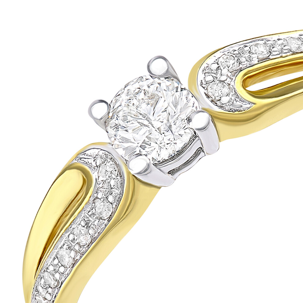 (P) Jewelco London 9ct Yellow Gold And 0.25ct Diamond Engagement Ring - Image 2