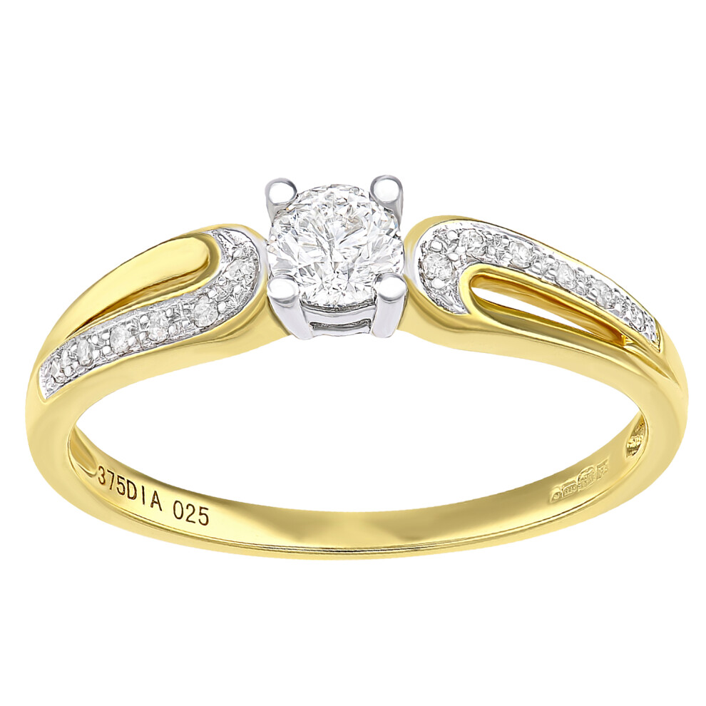 (P) Jewelco London 9ct Yellow Gold And 0.25ct Diamond Engagement Ring