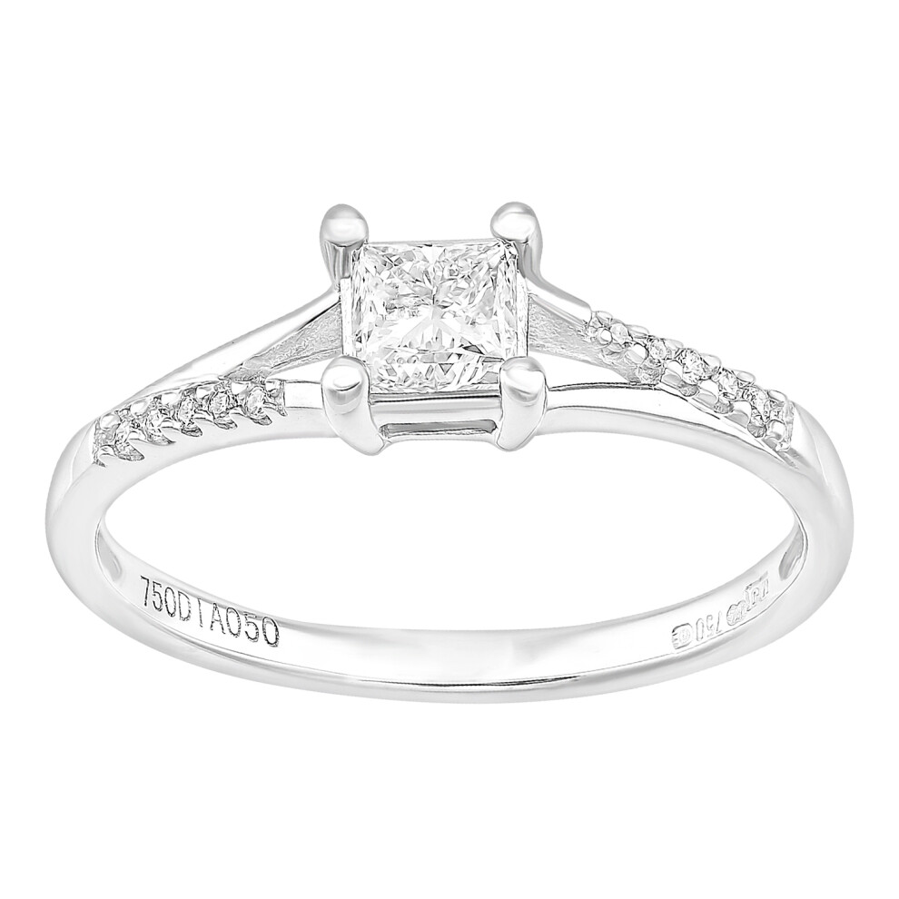 (P) Jewelco London Women 18ct (750) White Diamond Engagement Ring