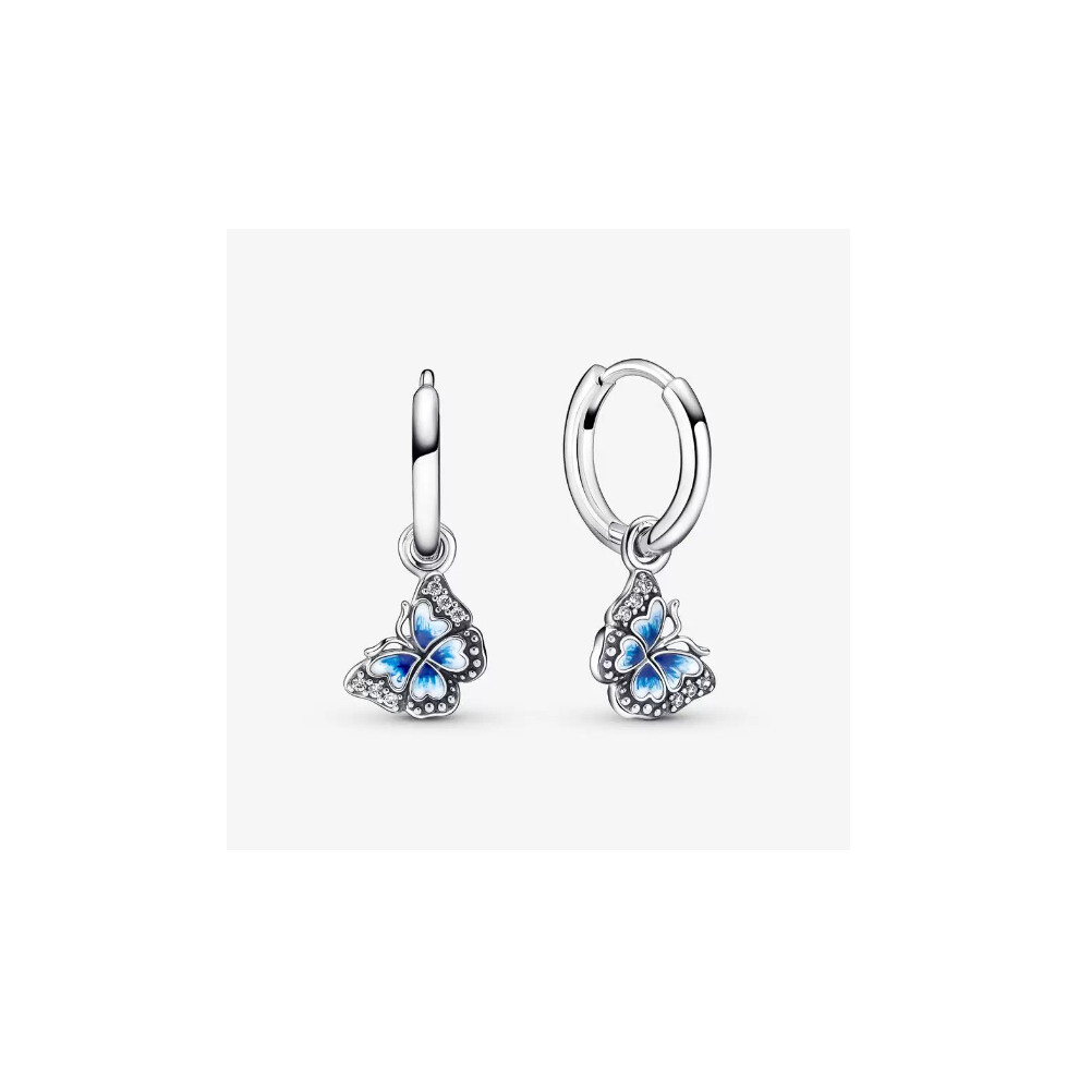 Pandora Blue Butterfly Hoop Earrings
