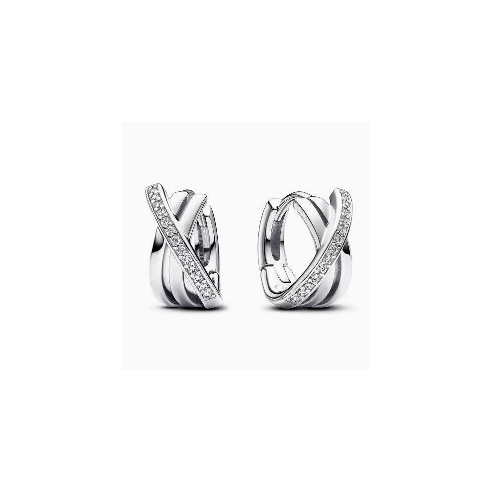 Pandora Crossed PavÃ© Creoles 293150C01