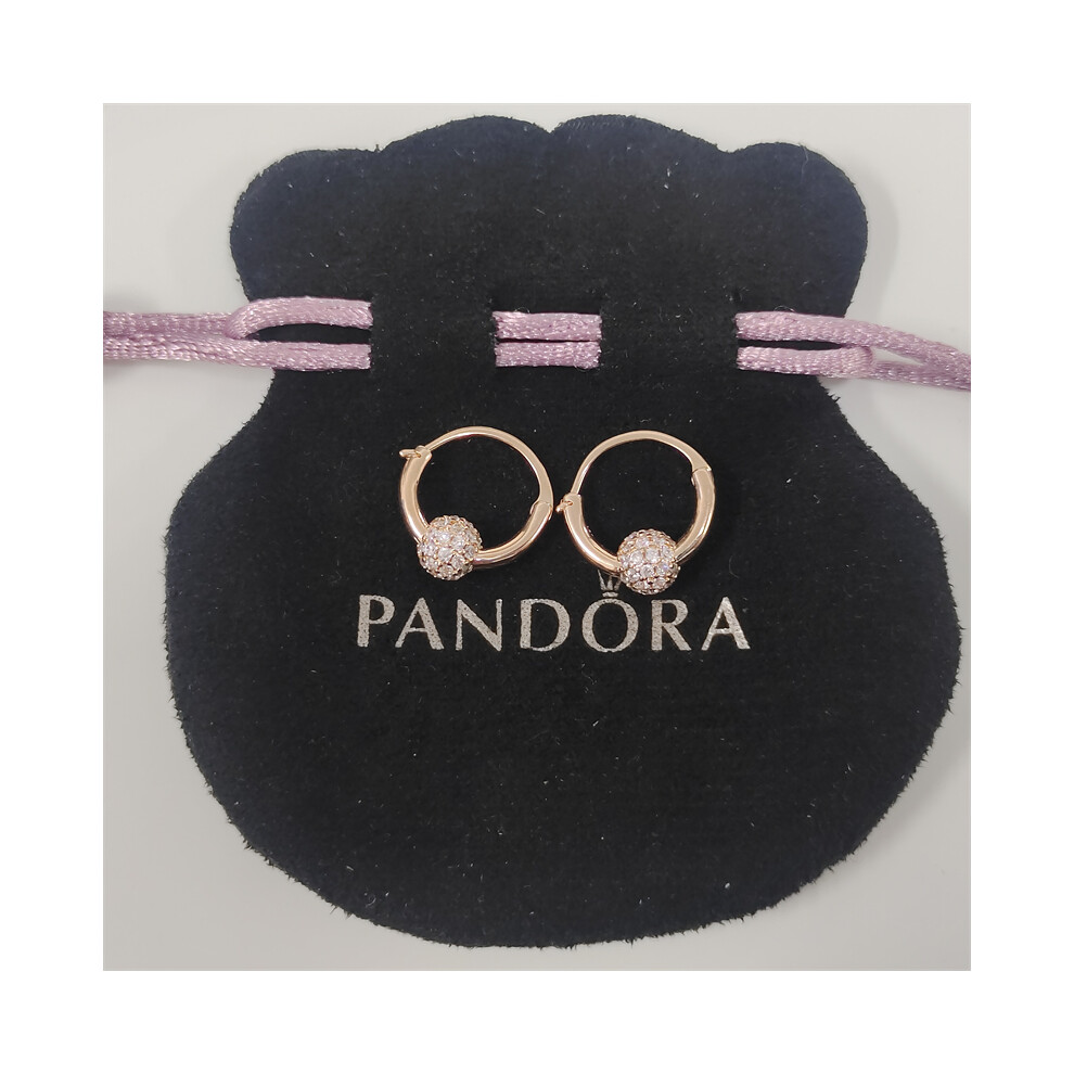 PANDORA Pavé Bead Hoop Earrings - Image 4