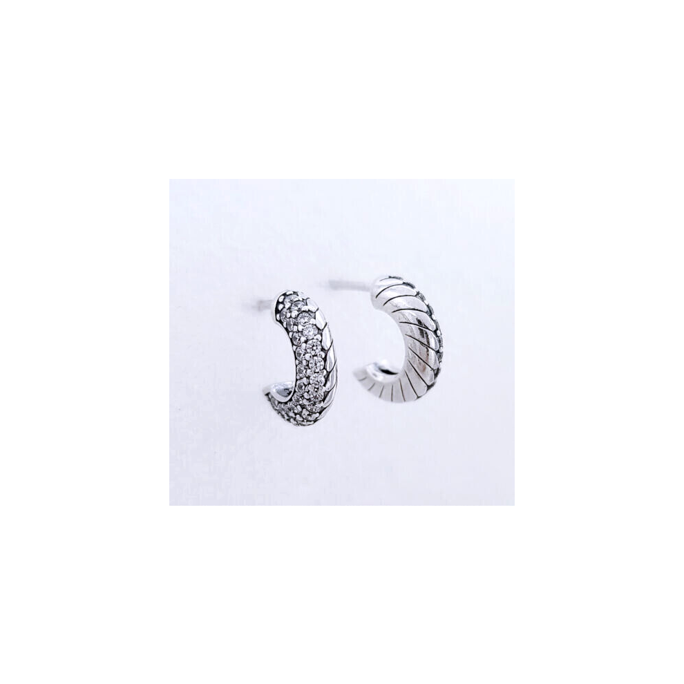 Pandora Pavé Snake Chain Pattern Hoop Earrings 299091C01 - Image 3
